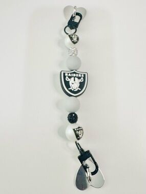 Las Vegas Beaded Keychain Charm - Black & White use on your IPad, Phone or Kind